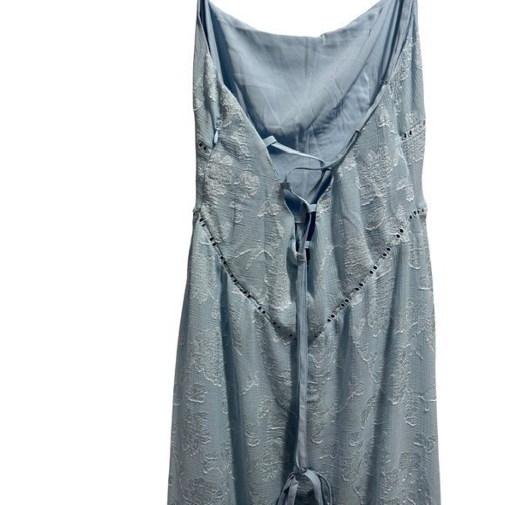 Princess Polly Light Blue Floral Jacquard Maxi Dress Lace Up Back US 12 - Picture 6 of 7